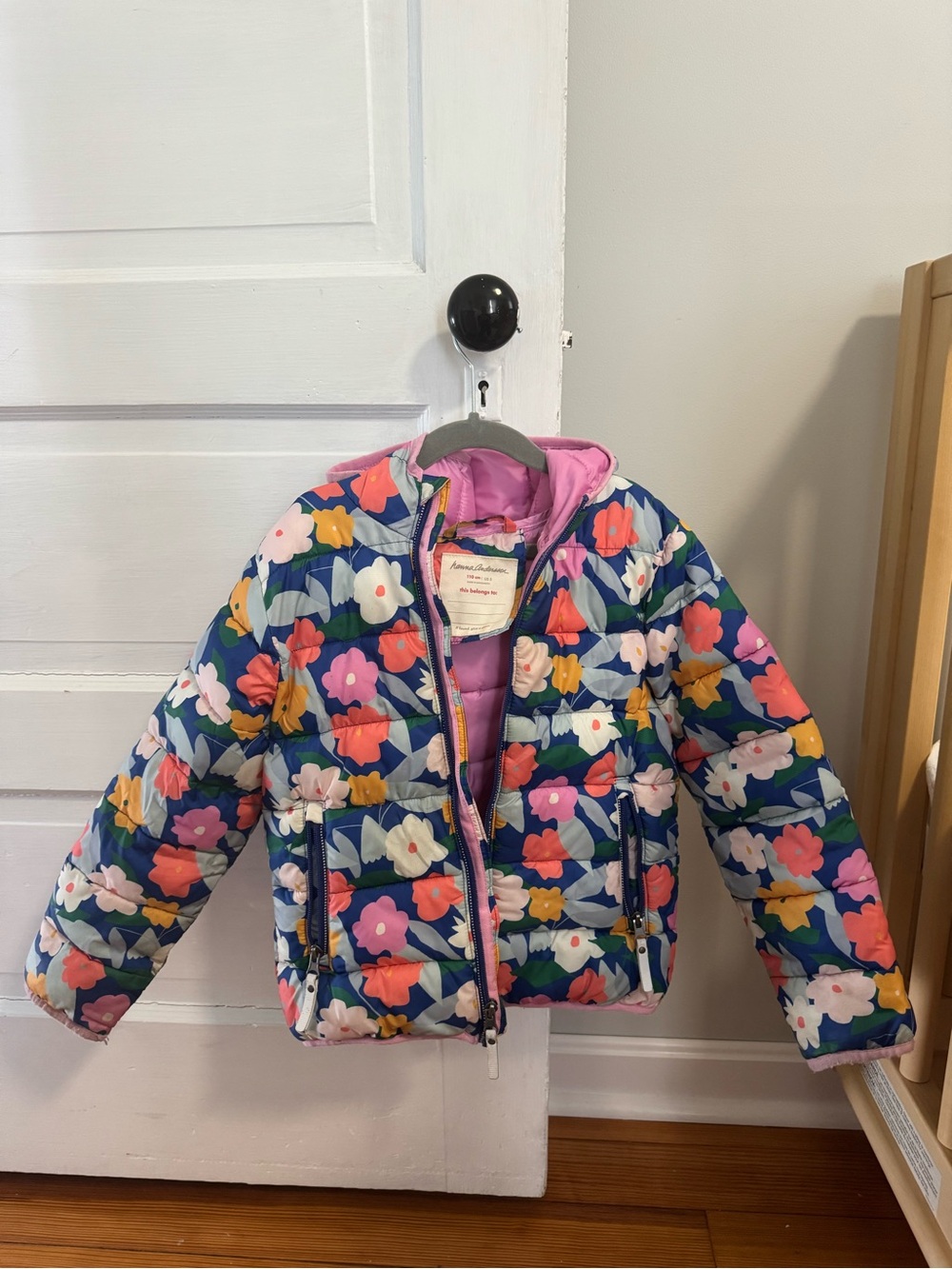 Hanna Andersson Floral Quilted Puffer Jacket - Navy, Pink & Multicolor